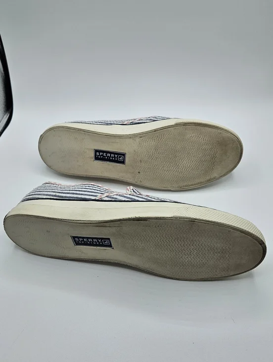 Sperry Top Sider Mariner Slip-on Shoes Navy Seersucker Women's 9.5M - Picture 8 of 8